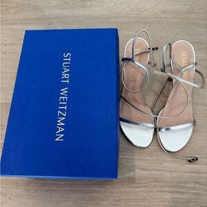 Stuart Weitzman Silver High-Heeled Sandals - Worn Once